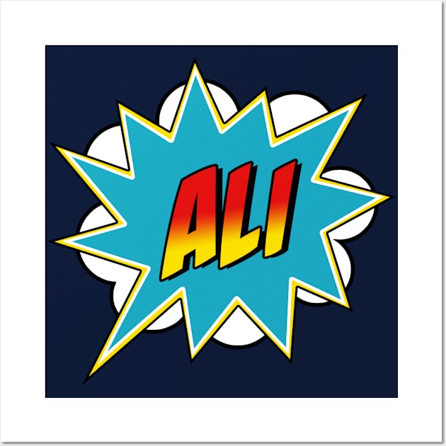 Boys Ali Name Superhero Comic Book Wall Art by Rixta Tees